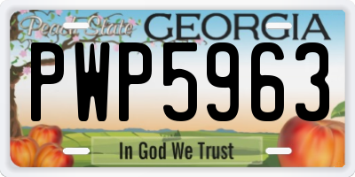 GA license plate PWP5963