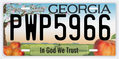 GA license plate PWP5966