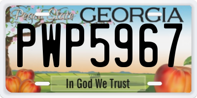 GA license plate PWP5967