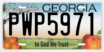 GA license plate PWP5971