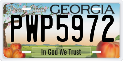 GA license plate PWP5972
