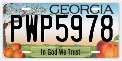 GA license plate PWP5978