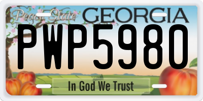 GA license plate PWP5980