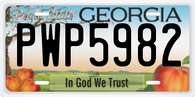 GA license plate PWP5982