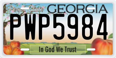GA license plate PWP5984