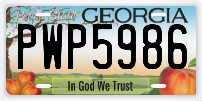 GA license plate PWP5986