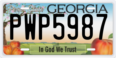 GA license plate PWP5987