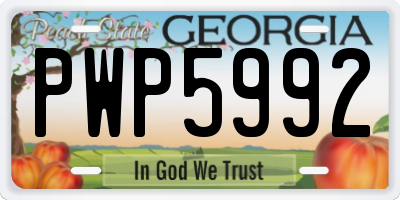 GA license plate PWP5992