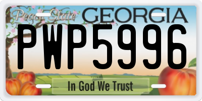 GA license plate PWP5996