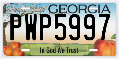 GA license plate PWP5997