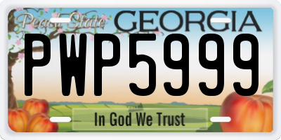 GA license plate PWP5999