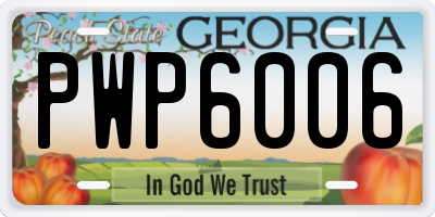 GA license plate PWP6006