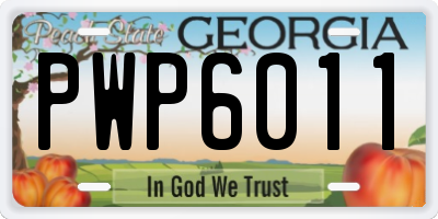 GA license plate PWP6011