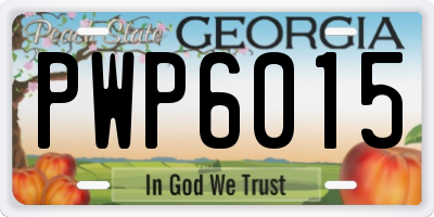 GA license plate PWP6015
