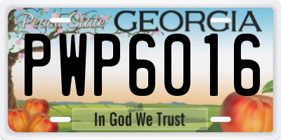 GA license plate PWP6016