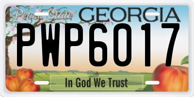 GA license plate PWP6017