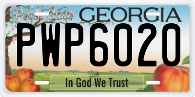 GA license plate PWP6020