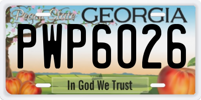 GA license plate PWP6026