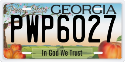 GA license plate PWP6027
