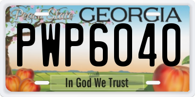 GA license plate PWP6040