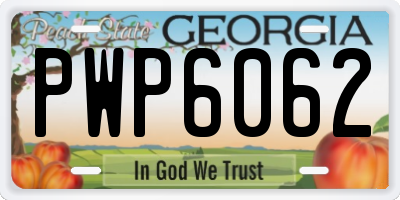 GA license plate PWP6062
