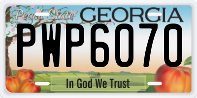 GA license plate PWP6070