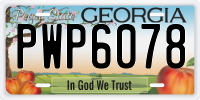 GA license plate PWP6078