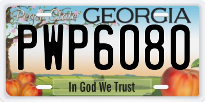 GA license plate PWP6080
