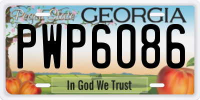 GA license plate PWP6086