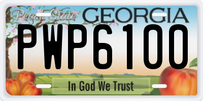 GA license plate PWP6100