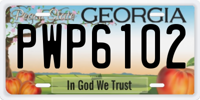 GA license plate PWP6102