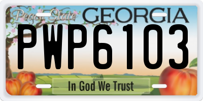 GA license plate PWP6103