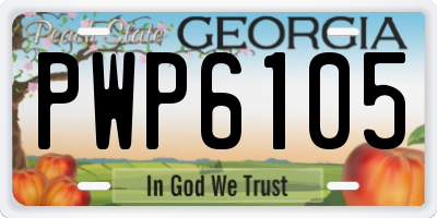 GA license plate PWP6105