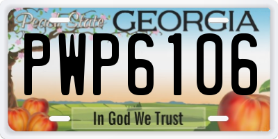 GA license plate PWP6106