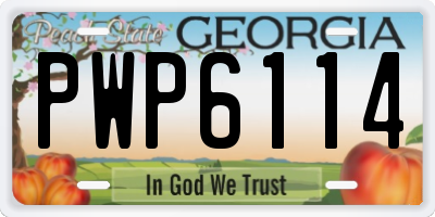 GA license plate PWP6114