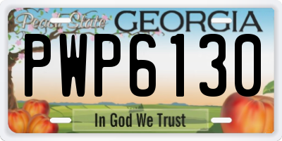 GA license plate PWP6130