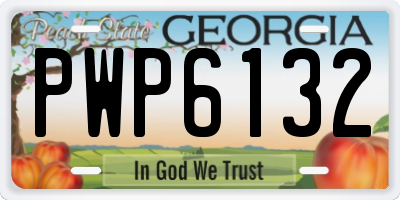 GA license plate PWP6132