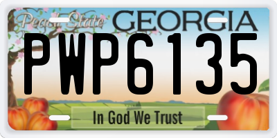 GA license plate PWP6135