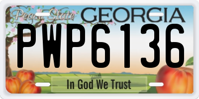 GA license plate PWP6136