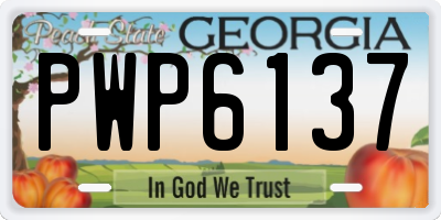 GA license plate PWP6137