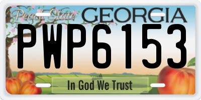 GA license plate PWP6153