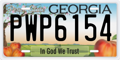 GA license plate PWP6154