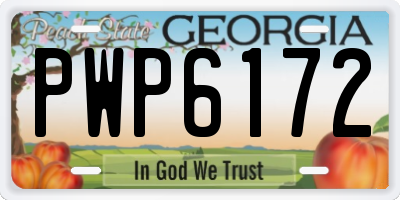 GA license plate PWP6172
