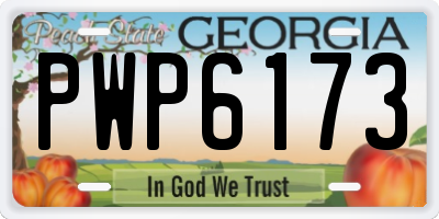 GA license plate PWP6173