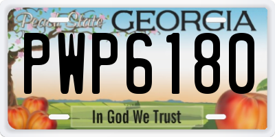 GA license plate PWP6180