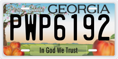 GA license plate PWP6192