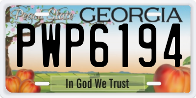 GA license plate PWP6194