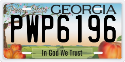 GA license plate PWP6196
