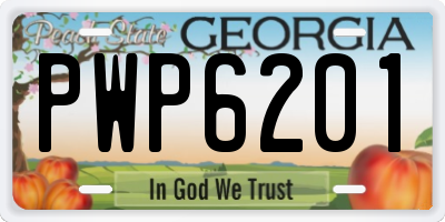GA license plate PWP6201