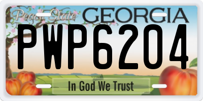 GA license plate PWP6204